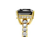 Yellow gold Fancy Black Radiant Cut Solitaire Diamond Engagement Ring with Pavé Band and Six-Prong Setting_17