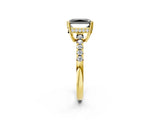 Yellow gold Fancy Black Radiant Cut Solitaire Diamond Engagement Ring with Pavé Band and Six-Prong Setting_26