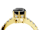 Yellow gold Fancy Black Radiant Cut Solitaire Diamond Engagement Ring with Pavé Band and Six-Prong Setting_28