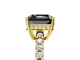 Yellow gold Fancy Black Radiant Cut Solitaire Diamond Engagement Ring with Pavé Band and Six-Prong Setting_29