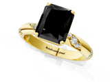 Yellow gold Fancy Black Radiant Cut Solitaire Diamond Engagement Ring with Twisted Pave Band and Four-Prong Setting_4