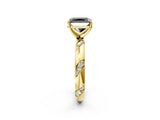 Yellow gold Fancy Black Radiant Cut Solitaire Diamond Engagement Ring with Twisted Pave Band and Four-Prong Setting_5