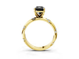 Yellow gold Fancy Black Radiant Cut Solitaire Diamond Engagement Ring with Twisted Pave Band and Four-Prong Setting_6