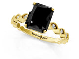 Yellow gold Fancy Black Radiant Cut Solitaire Diamond Ring with Infinity Twist Band and Four-Prong Setting_13