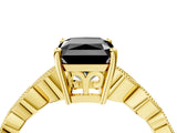 Yellow gold Fancy Black Radiant Cut Solitaire Diamond Ring with Infinity Twist Band and Four-Prong Setting_16