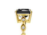 Yellow gold Fancy Black Radiant Cut Solitaire Diamond Ring with Infinity Twist Band and Four-Prong Setting_17