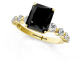 Yellow gold Fancy Black Radiant Cut Solitaire Diamond Ring with Pave Band and Four-Prong Setting_1