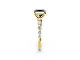 Yellow gold Fancy Black Radiant Cut Solitaire Diamond Ring with Pave Band and Four-Prong Setting_2