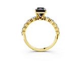 Yellow gold Fancy Black Radiant Cut Solitaire Diamond Ring with Pave Band and Four-Prong Setting_3