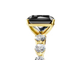 Yellow gold Fancy Black Radiant Cut Solitaire Diamond Ring with Pave Band and Four-Prong Setting_5