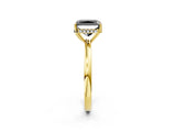 Yellow gold Fancy Black Radiant Cut Solitaire Diamond Ring with Prong Setting and Plain Band_2