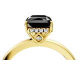Yellow gold Fancy Black Radiant Cut Solitaire Diamond Ring with Prong Setting and Plain Band_4