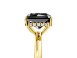 Yellow gold Fancy Black Radiant Cut Solitaire Diamond Ring with Prong Setting and Plain Band_5