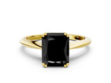 Yellow gold Fancy Black Radiant Cut Solitaire Diamond Ring with Six-Prong Setting and Classic Band_12