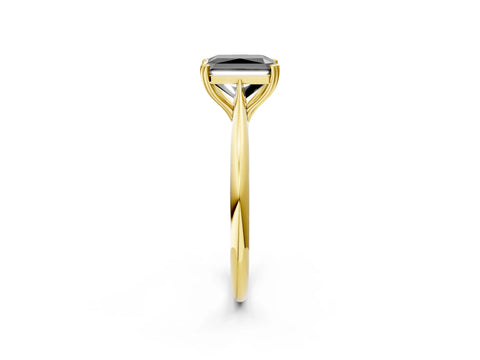 Yellow gold Fancy Black Radiant Cut Solitaire Diamond Ring with Six-Prong Setting and Classic Band_2