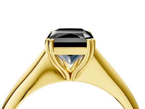 Yellow gold Fancy Black Radiant Cut Solitaire Diamond Ring with Six-Prong Setting and Classic Band_4