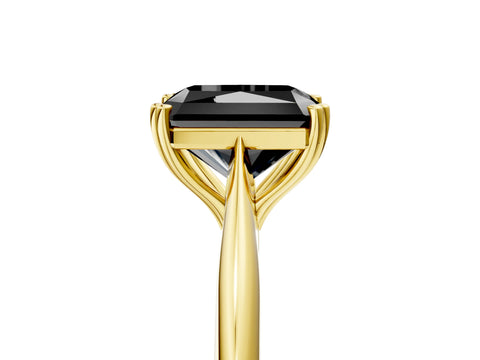 Yellow gold Fancy Black Radiant Cut Solitaire Diamond Ring with Six-Prong Setting and Classic Band_5