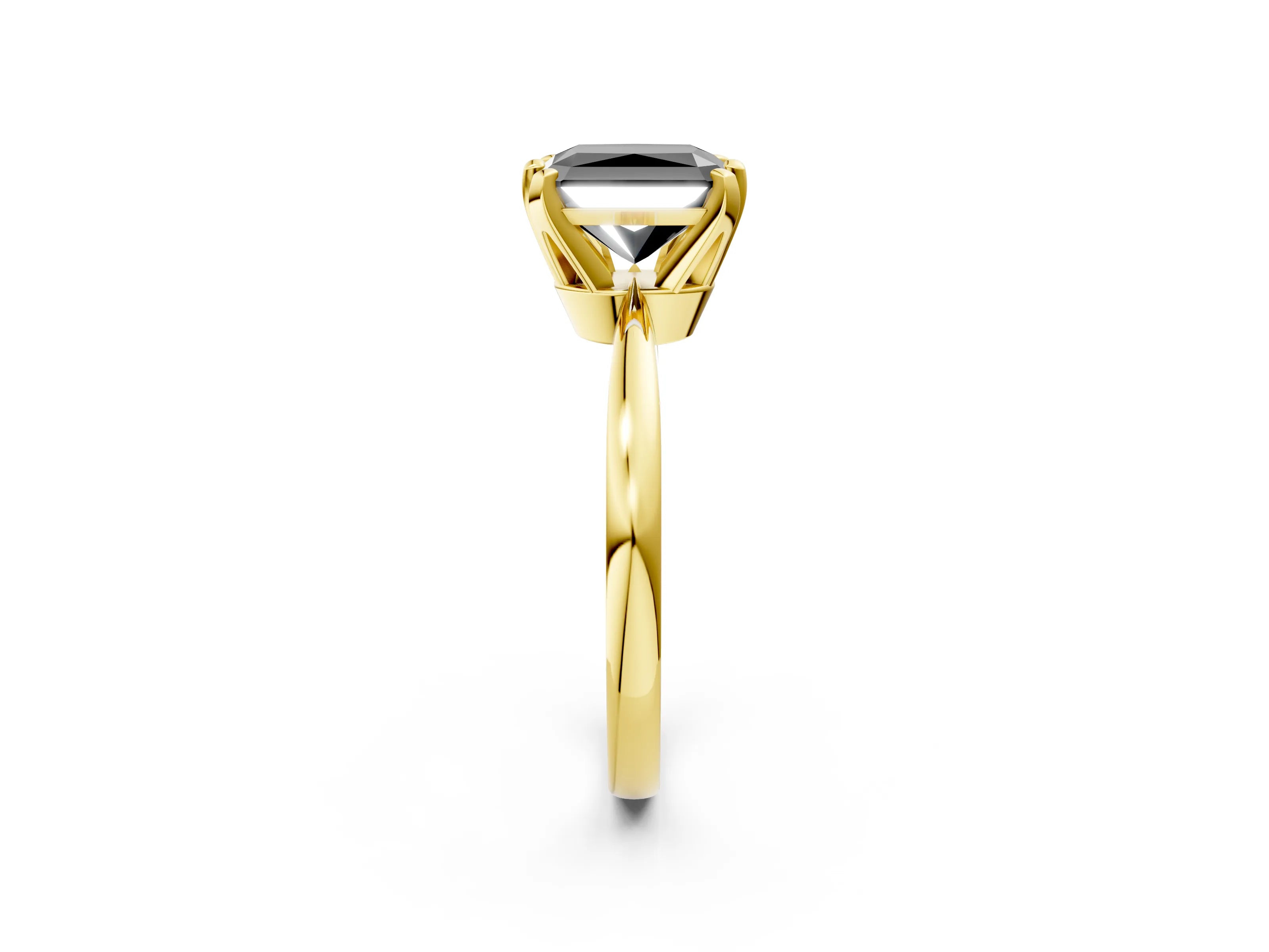 Yellow gold Fancy Black Radiant Cut Solitaire Engagement Ring with Six-Prong Setting and Tapered Band_2