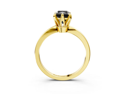 Yellow gold Fancy Black Radiant Cut Solitaire Engagement Ring with Six-Prong Setting and Tapered Band_3