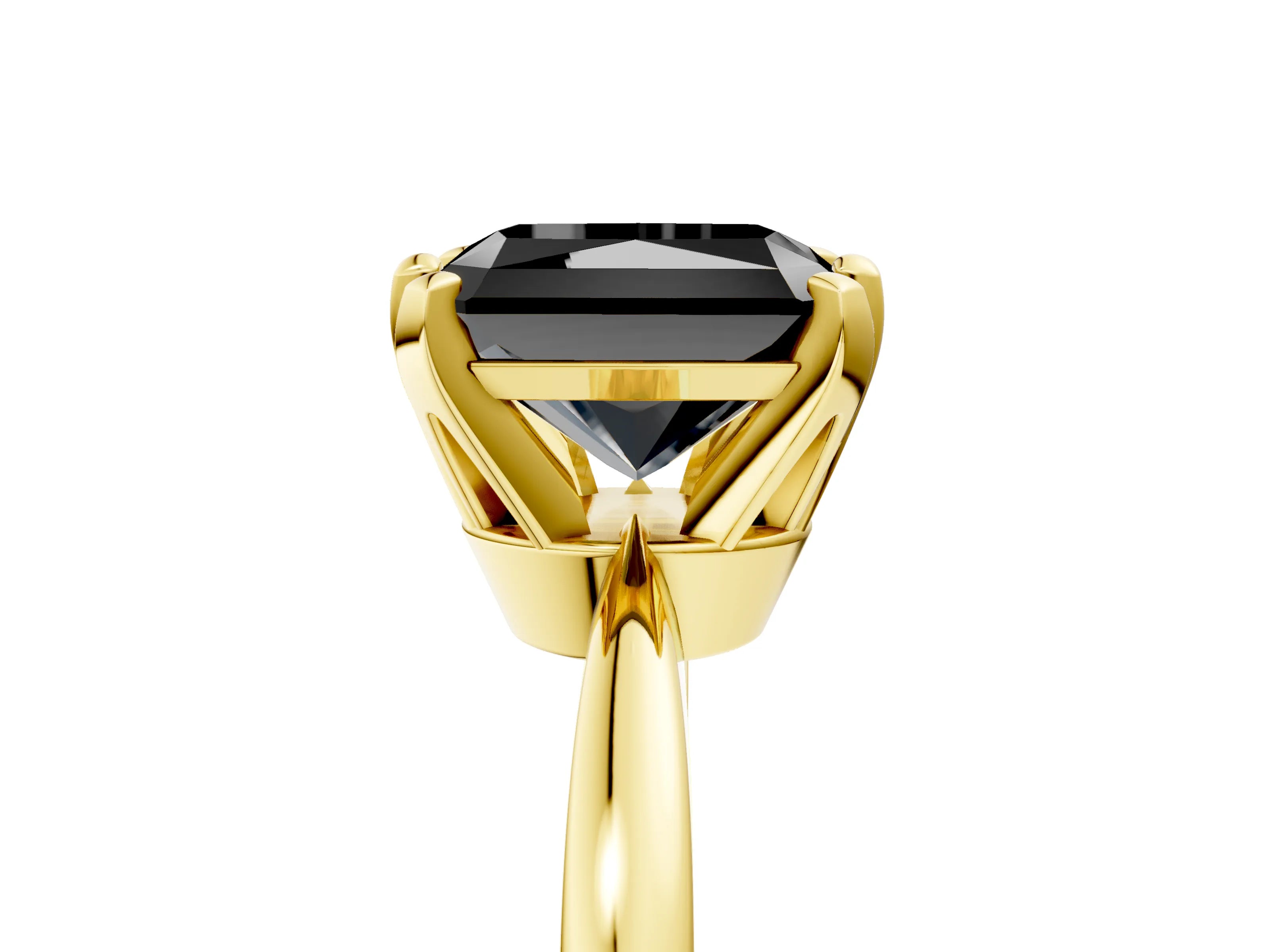 Yellow gold Fancy Black Radiant Cut Solitaire Engagement Ring with Six-Prong Setting and Tapered Band_5