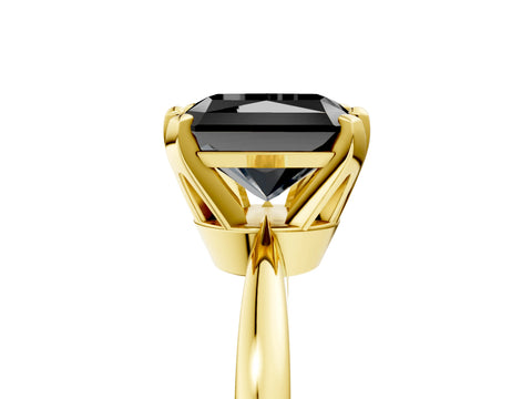 Yellow gold Fancy Black Radiant Cut Solitaire Engagement Ring with Six-Prong Setting and Tapered Band_5