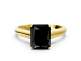 Yellow gold Fancy Black Radiant Cut Solitaire Engagement Ring with Tapered Band and Four-Prong Setting_3