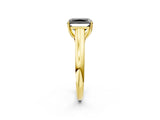 Yellow gold Fancy Black Radiant Cut Solitaire Engagement Ring with Tapered Band and Four-Prong Setting_5