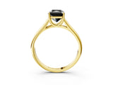 Yellow gold Fancy Black Radiant Cut Solitaire Engagement Ring with Tapered Band and Four-Prong Setting_6