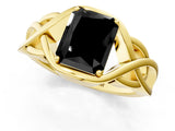 Yellow gold Fancy Black Radiant Cut Solitaire Intertwined Band Prong Setting Ring_1