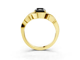 Yellow gold Fancy Black Radiant Cut Solitaire Intertwined Band Prong Setting Ring_3
