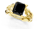 Yellow gold Fancy Black Radiant Cut Solitaire Leaf-Inspired Engagement Ring with Prong Setting_13