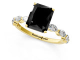 Yellow gold Fancy Black Radiant Cut Solitaire Marquise Side Stone Prong Setting Ring_1