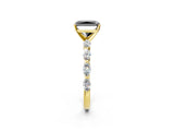 Yellow gold Fancy Black Radiant Cut Solitaire Marquise Side Stone Prong Setting Ring_2