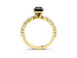 Yellow gold Fancy Black Radiant Cut Solitaire Marquise Side Stone Prong Setting Ring_3