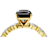 Yellow gold Fancy Black Radiant Cut Solitaire Marquise Side Stone Prong Setting Ring_4
