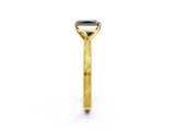 Yellow gold Fancy Black Radiant Cut Solitaire Milgrain Engraved Band with Four-Prong Setting_2