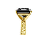 Yellow gold Fancy Black Radiant Cut Solitaire Milgrain Engraved Band with Four-Prong Setting_5