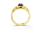 Yellow gold Fancy Black Radiant Cut Solitaire Milgrain Leaf Band with Prong Setting_3