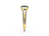 Yellow gold Fancy Black Radiant Cut Solitaire Split Shank Pavé Diamond Engagement Ring_2