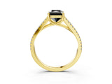 Yellow gold Fancy Black Radiant Cut Solitaire Split Shank Pavé Diamond Engagement Ring_3