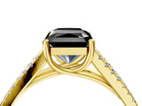 Yellow gold Fancy Black Radiant Cut Solitaire Split Shank Pavé Diamond Engagement Ring_4