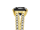Yellow gold Fancy Black Radiant Cut Solitaire Split Shank Pavé Diamond Engagement Ring_5
