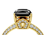 Yellow gold Fancy Black Radiant Cut Solitaire Split Shank Pave Diamond Engagement Ring with Four-Prong Setting_10