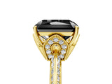 Yellow gold Fancy Black Radiant Cut Solitaire Split Shank Pave Diamond Engagement Ring with Four-Prong Setting_11