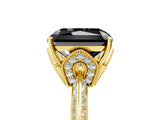 Yellow gold Fancy Black Radiant Cut Solitaire Split Shank Pave Diamond Engagement Ring with Four-Prong Setting_41