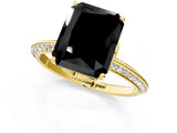 Yellow gold Fancy Black Radiant Cut Solitaire Split Shank Pave Diamond Engagement Ring with Four-Prong Setting_7