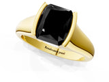 Yellow gold Fancy Black Radiant Cut Solitaire Tension Set Diamond Ring with Split Shank Band_1