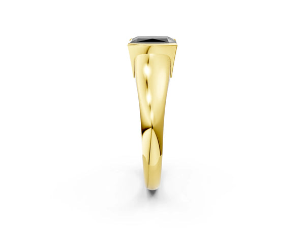 Yellow Gold Radiant Cut Tension Style Solitaire Engagement Ring Setting for Black Center