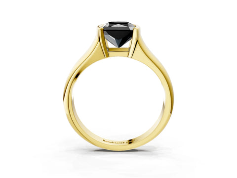 Yellow gold Fancy Black Radiant Cut Solitaire Tension Set Diamond Ring with Split Shank Band_3