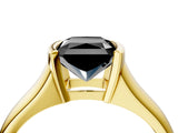 Yellow gold Fancy Black Radiant Cut Solitaire Tension Set Diamond Ring with Split Shank Band_4